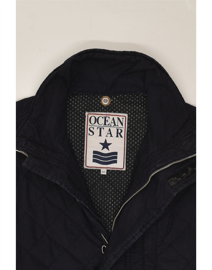 OCEAN STAR Mens Quilted Jacket IT 50 Large Navy Blue | Vintage Ocean Star | Thrift | Second-Hand Ocean Star | Used Clothing | Messina Hembry 