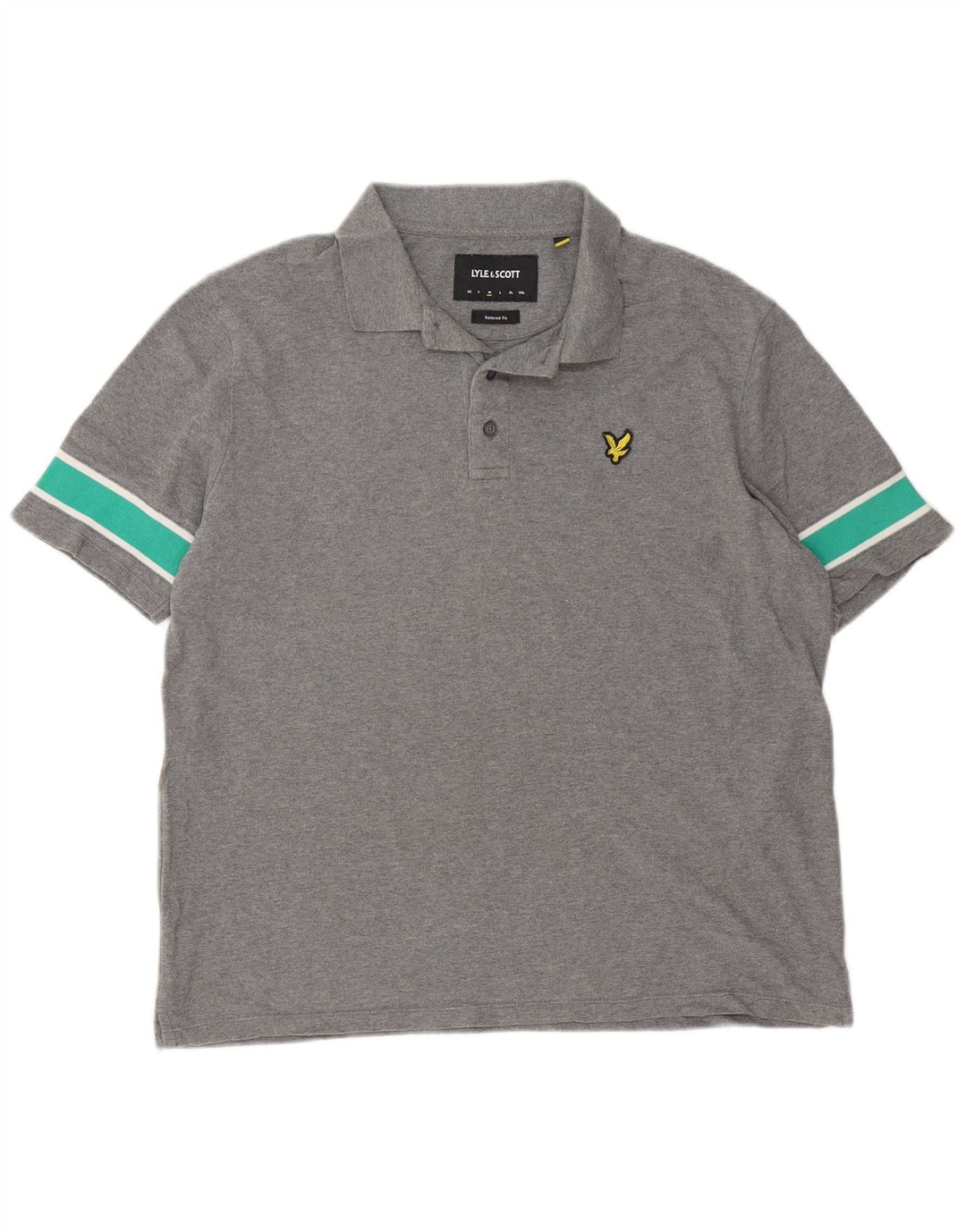 Lyle & Scott Mens Relaxed Fit Polo Shirt Medium Grey Colourblock Cotton