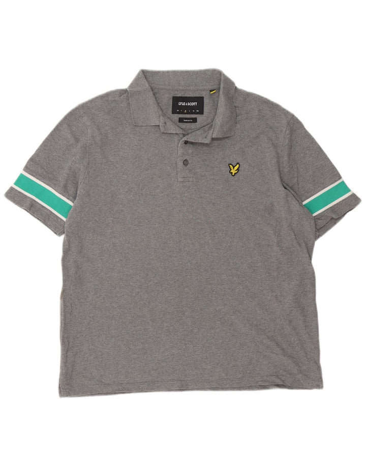 Lyle & Scott Mens Relaxed Fit Polo Shirt Medium Grey Colourblock Cotton