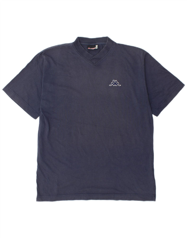 KAPPA Mens T-Shirt Top Large Navy Blue Cotton