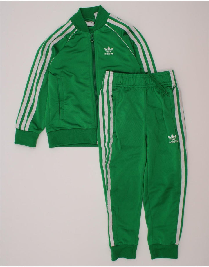 Adidas Boys Full Tracksuit 4-5 Years  Green Polyester