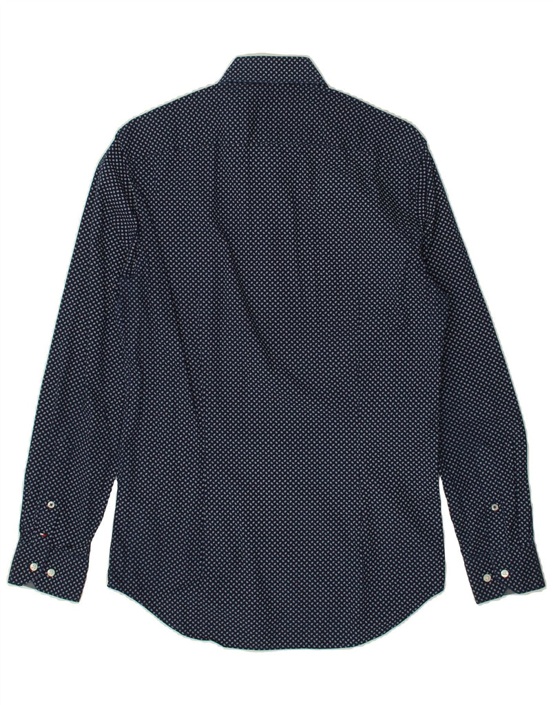 TOMMY HILFIGER Mens Slim Fit Shirt Size 38 15 Medium Navy Blue Spotted | Vintage Tommy Hilfiger | Thrift | Second-Hand Tommy Hilfiger | Used Clothing | Messina Hembry 