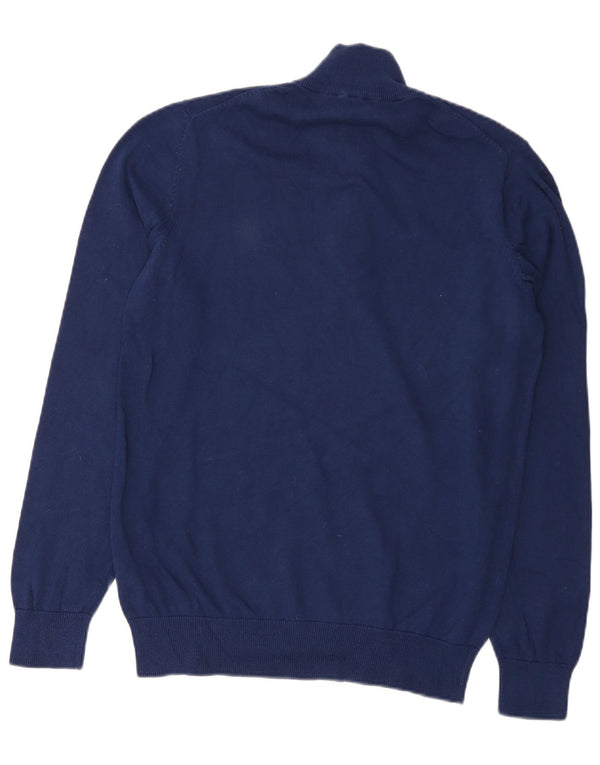 Crew Clothing Mens Zip Neck Jumper Sweater Medium Navy Blue Cotton