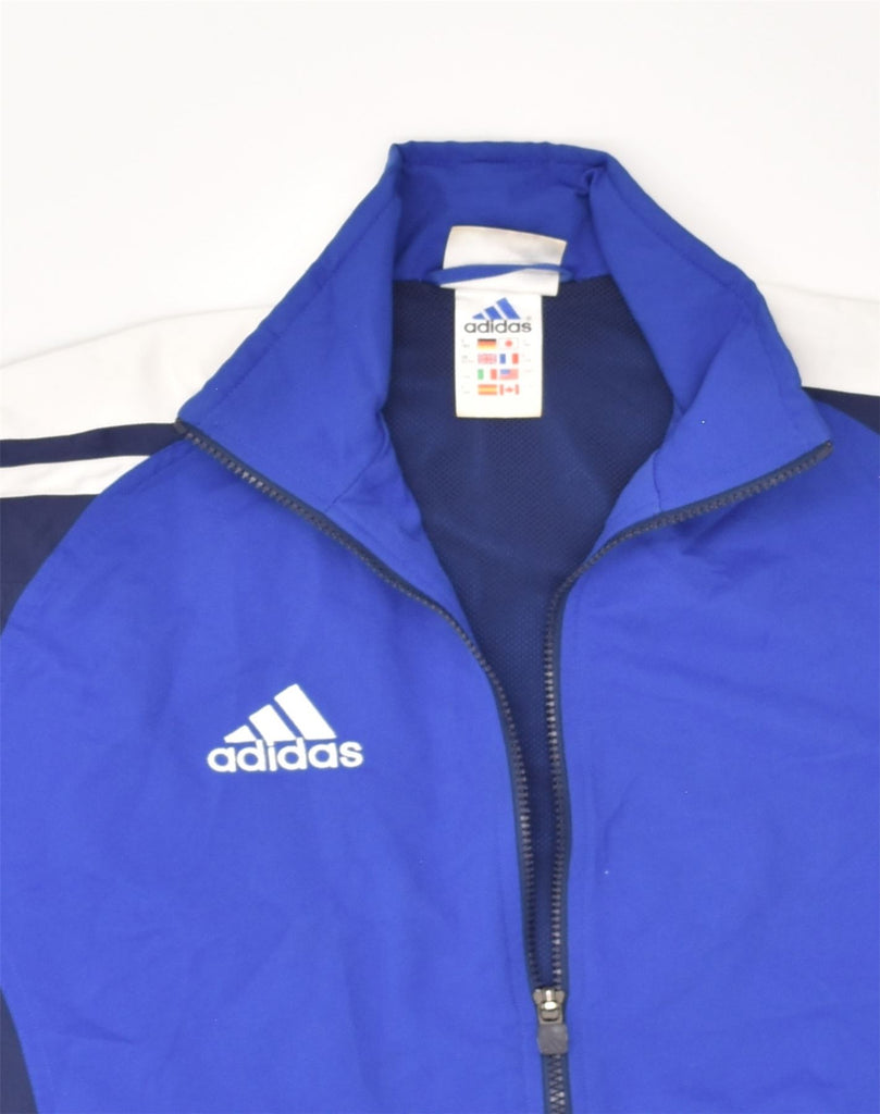 ADIDAS Boys Graphic Tracksuit Top Jacket 13-14 Years Blue Colourblock | Vintage Adidas | Thrift | Second-Hand Adidas | Used Clothing | Messina Hembry 