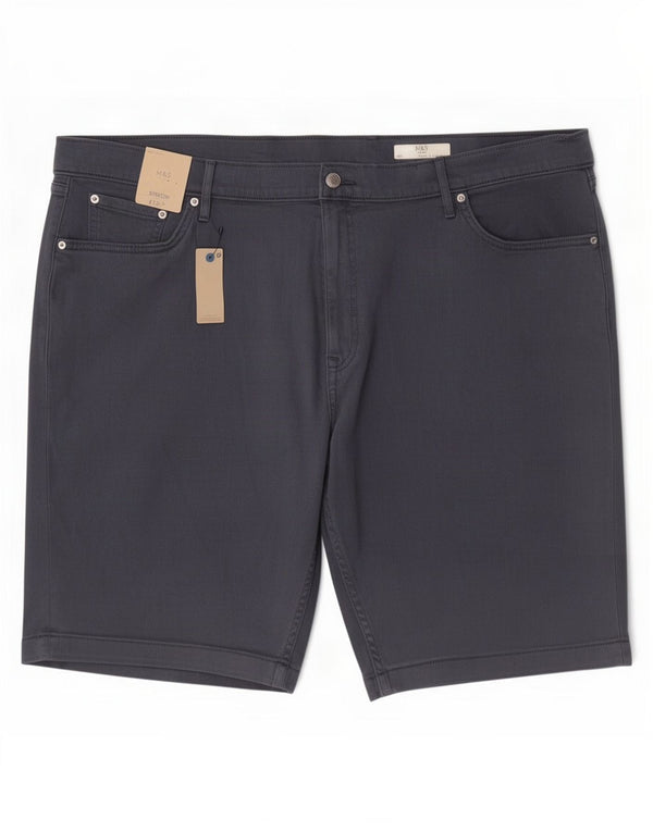 Marks & Spencer Mens Stretch Casual Shorts W44 2XL Navy Blue Cotton