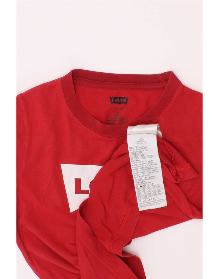 Levi's Boys Graphic T-Shirt Top 5-6 Years Red Cotton