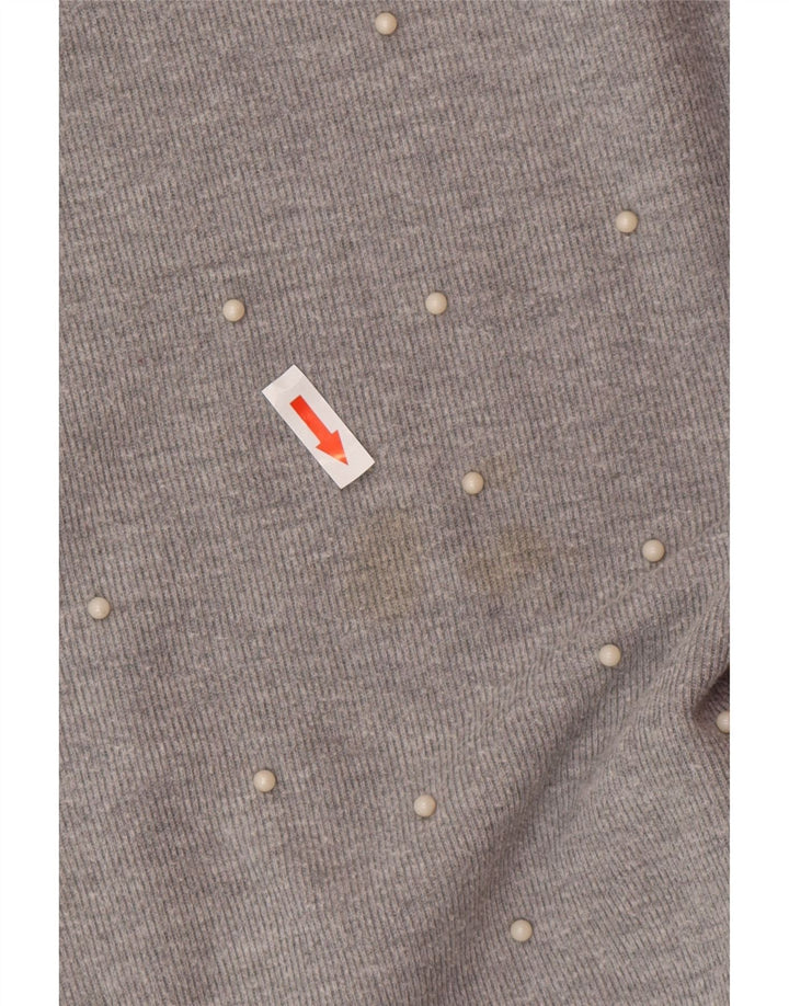 Zara Womens Hooded Oversized Top Long Sleeve UK 14 Medium Grey Spotted