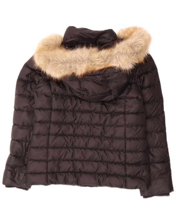 Tommy Hilfiger Womens Hooded Padded Jacket UK 14 Medium Black Polyester