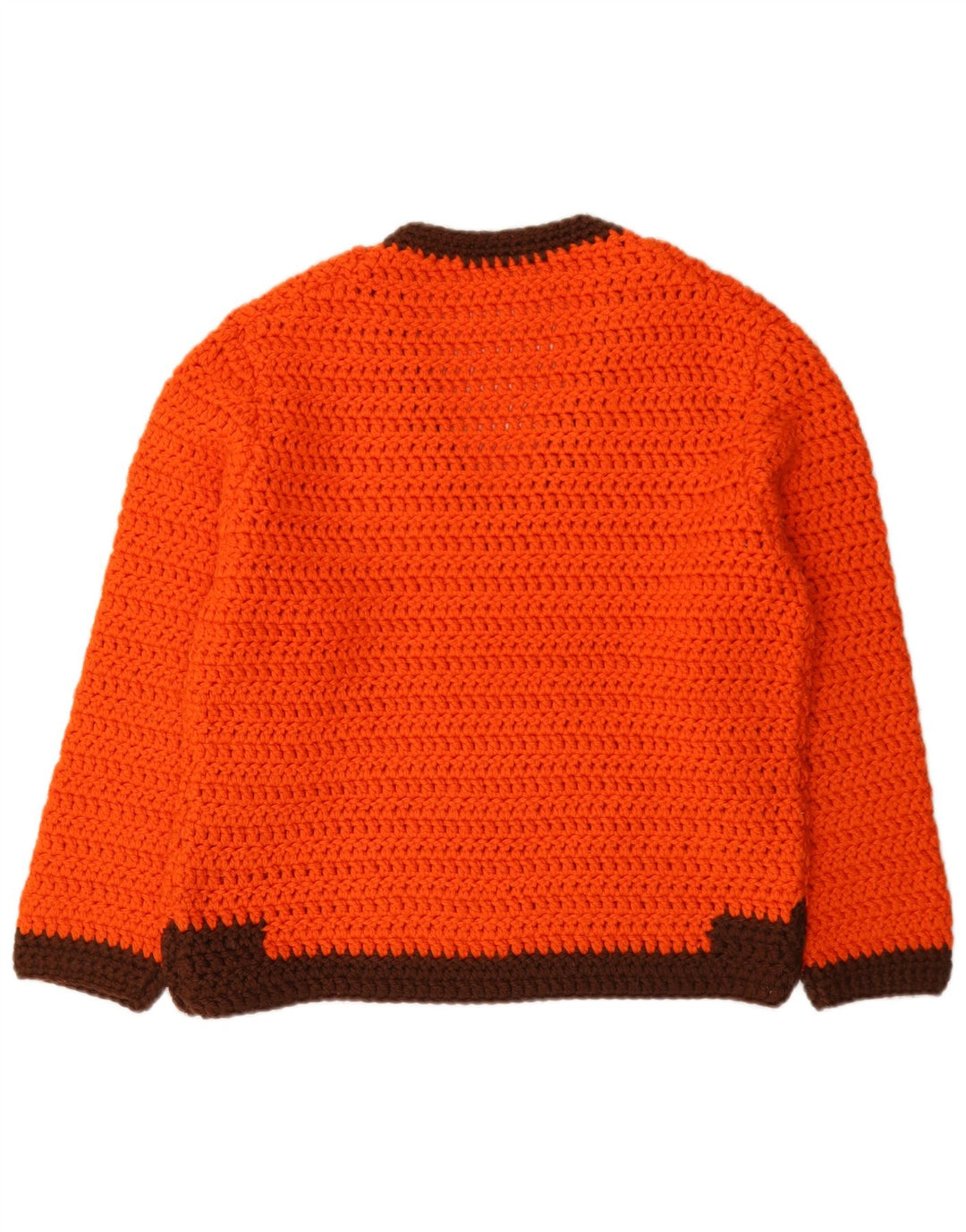 Vintage Womens V-Neck Jumper Sweater UK 12 Medium Orange Colourblock