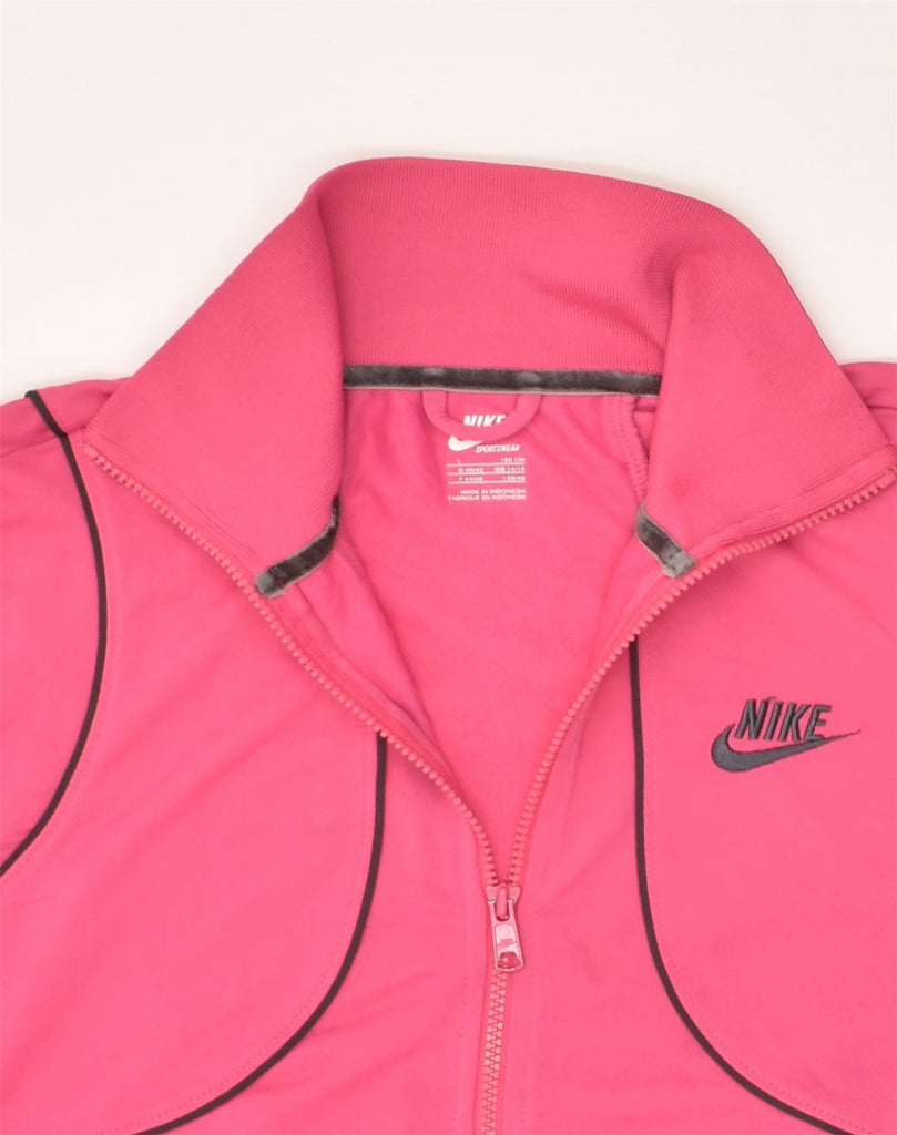 NIKE Womens Tracksuit Top Jacket UK 14/16 Large Pink Polyester | Vintage Nike | Thrift | Second-Hand Nike | Used Clothing | Messina Hembry 