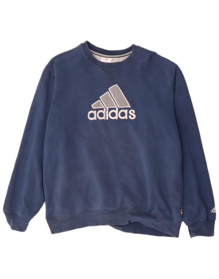 Adidas Mens Graphic Sweatshirt Jumper Large Navy Blue Cotton
