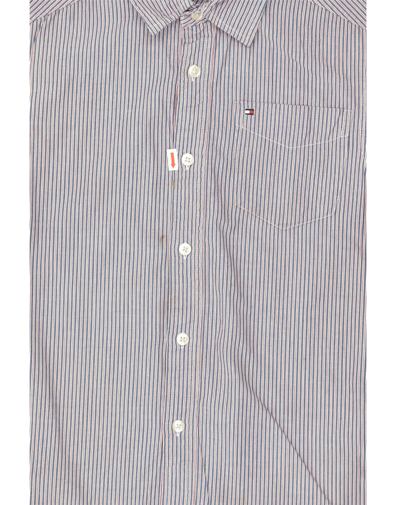 TOMMY HILFIGER Boys Shirt 8-9 Years Medium  Blue Striped Cotton | Vintage Tommy Hilfiger | Thrift | Second-Hand Tommy Hilfiger | Used Clothing | Messina Hembry 