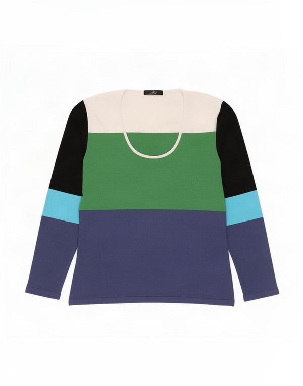 Fay Womens Top Long Sleeve UK 14 Large Multicoloured Colourblock Viscose