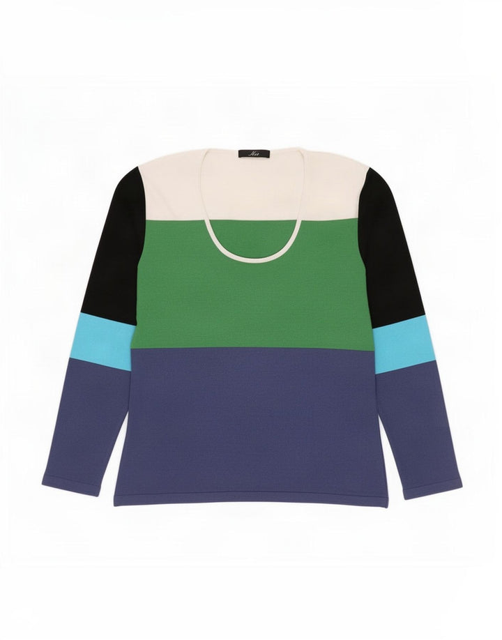 Fay Womens Top Long Sleeve UK 14 Large Multicoloured Colourblock Viscose