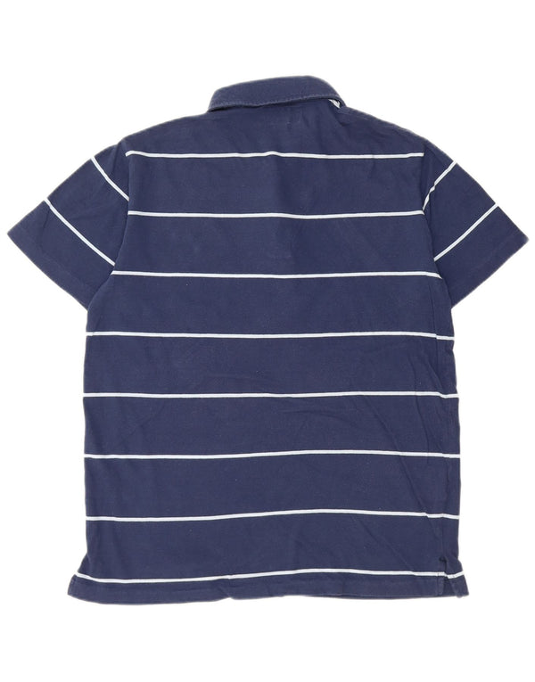 American Eagle Mens Polo Shirt Small Navy Blue Striped Cotton
