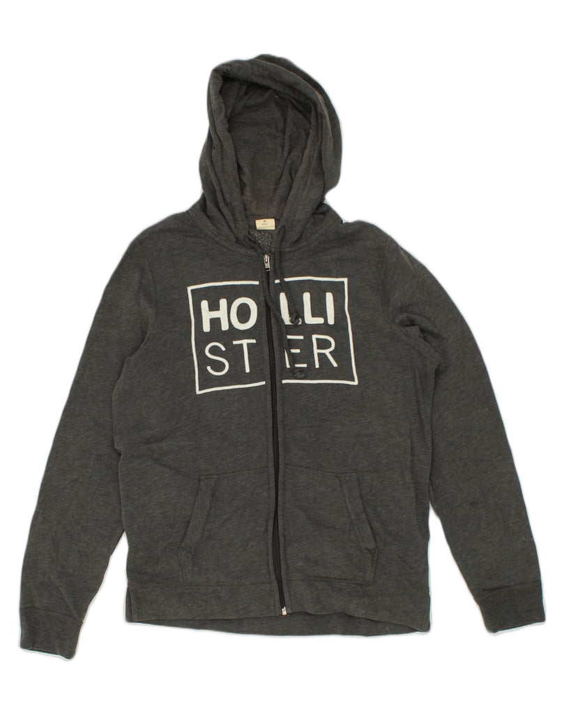 HOLLISTER Mens Graphic Zip Hoodie Sweater Medium Grey Cotton | Vintage Hollister | Thrift | Second-Hand Hollister | Used Clothing | Messina Hembry 