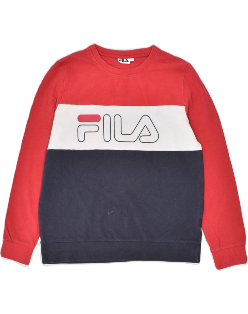 FILA Mens Graphic Sweatshirt Jumper Large Multicoloured Colourblock | Vintage Fila | Thrift | Second-Hand Fila | Used Clothing | Messina Hembry 