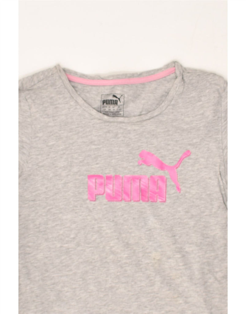 PUMA Girls Graphic T-Shirt Top 11-12 Years Grey Cotton | Vintage Puma | Thrift | Second-Hand Puma | Used Clothing | Messina Hembry 