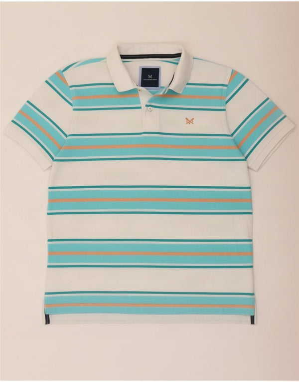 Crew Clothing Mens Polo Shirt Medium Blue Striped Cotton