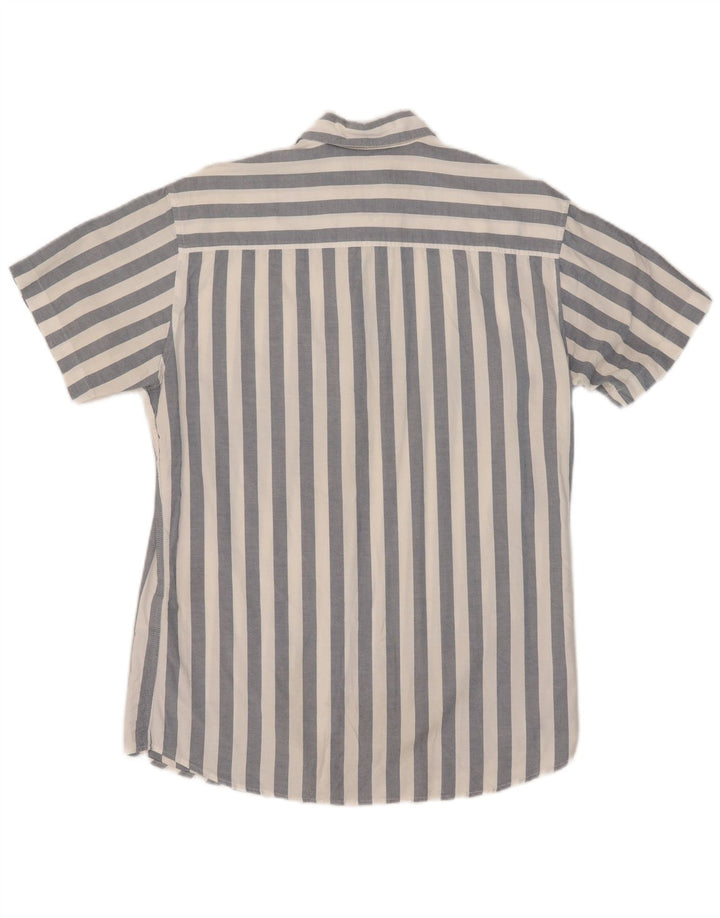 Jack & Jones Mens Short Sleeve Shirt Medium Blue Striped Cotton