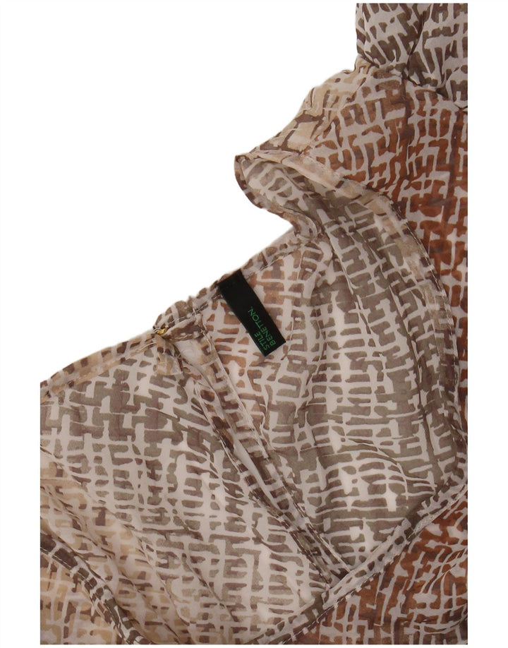 BENETTON Womens Batwing A-Line Dress UK 12 Medium Beige Check