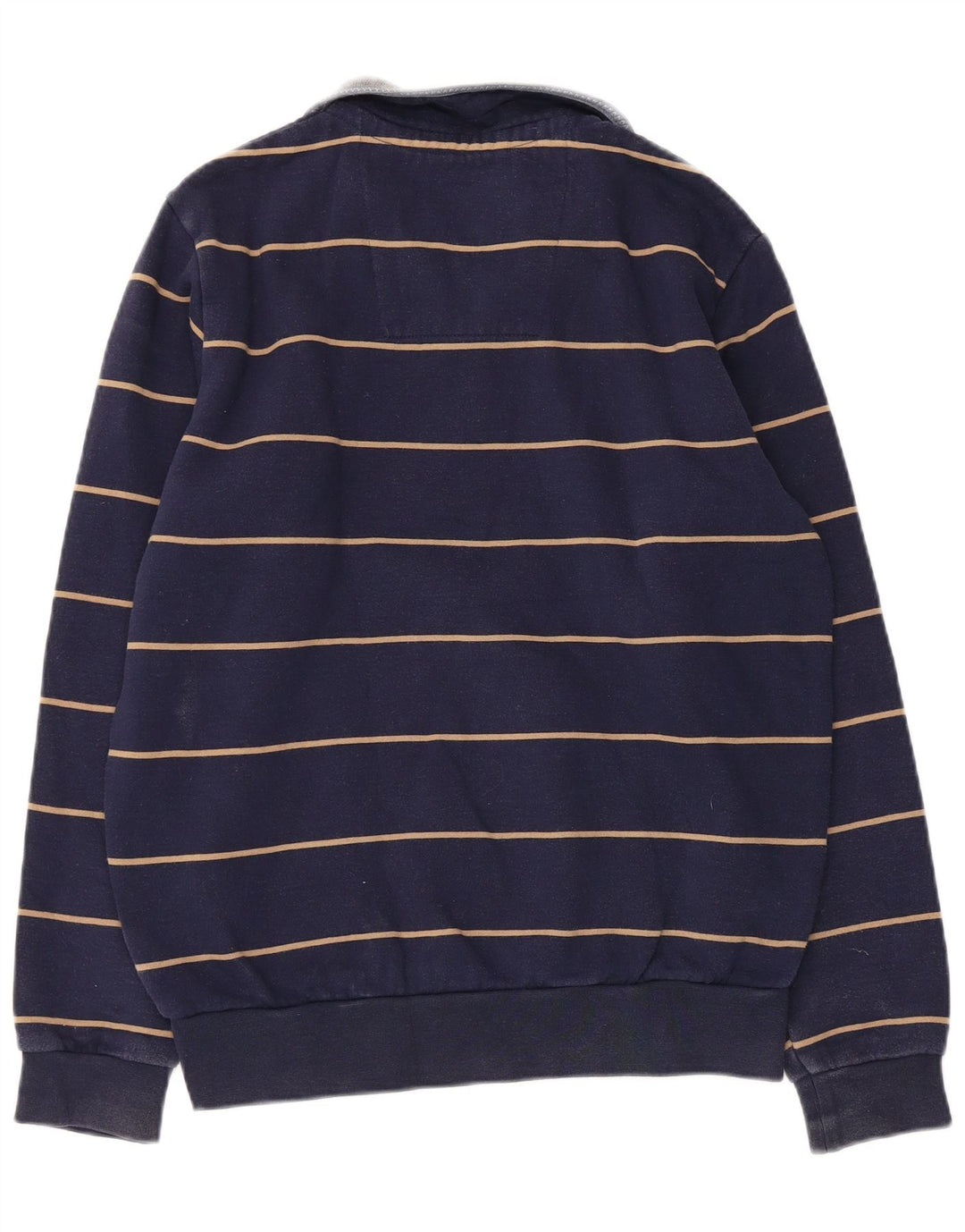 CREW CLOTHING Mens Zip Neck Sweatshirt Jumper Small Navy Blue Striped