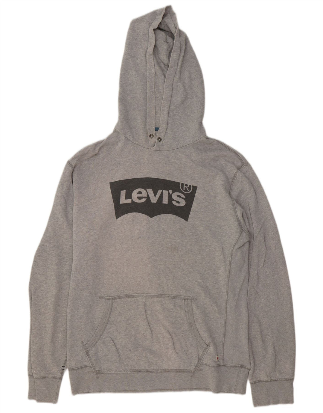 Levi's Mens Graphic Hoodie Jumper Large Grey Cotton