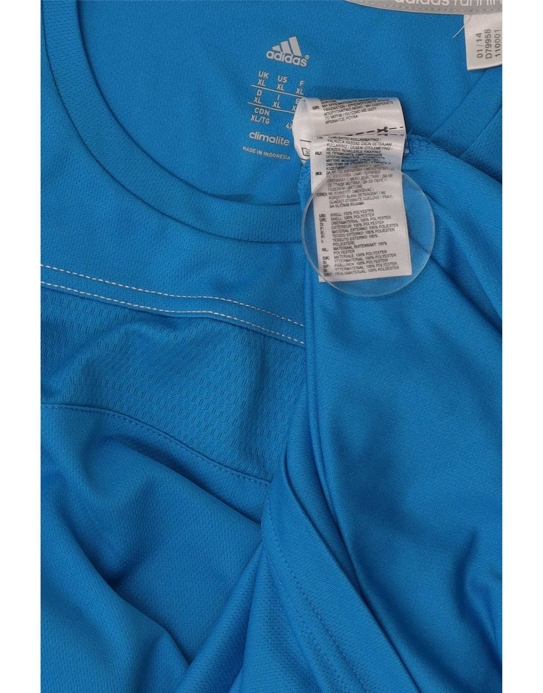 Adidas Mens Climalite Top Long Sleeve XL Blue Polyester