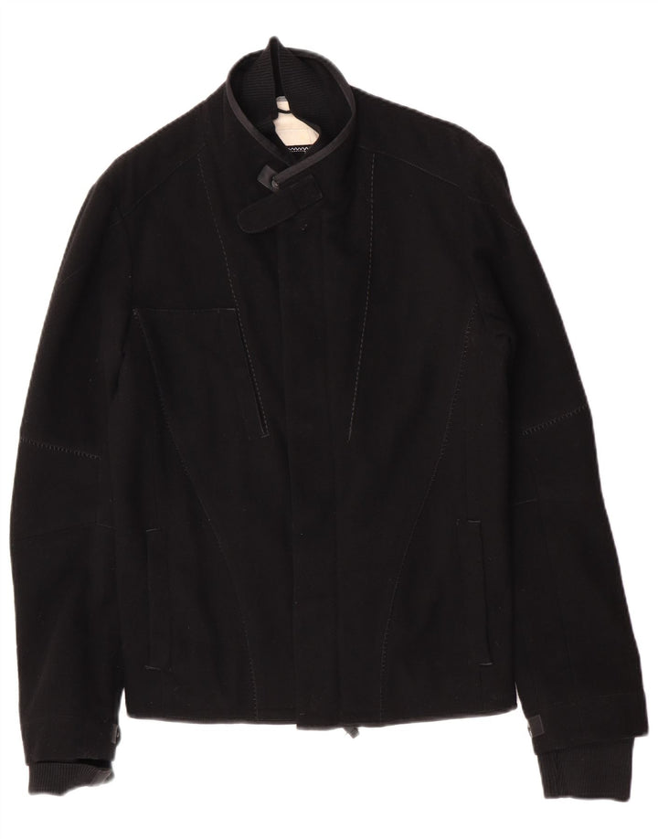 Marithe Francois Girbaud Mens Bomber Jacket UK 38 Medium Black Virgin Wool