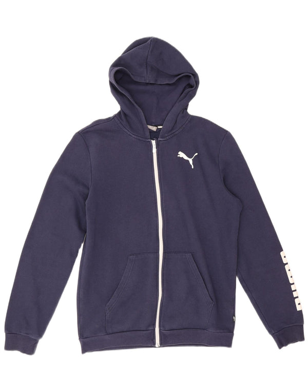 Puma Boys Graphic Zip Hoodie Sweater 15-16 Years Navy Blue Cotton