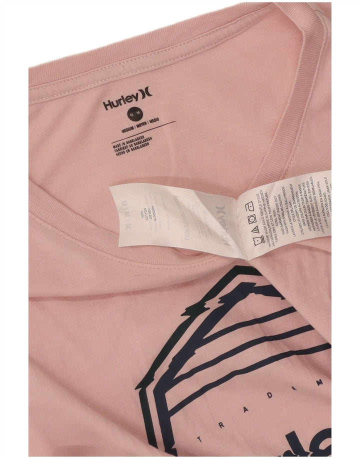 Hurley Mens Graphic T-Shirt Top Medium Pink Cotton