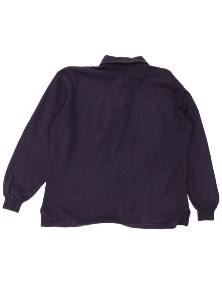 GYMNASIUM Mens Polo Neck Sweatshirt Jumper Medium Navy Blue Cotton