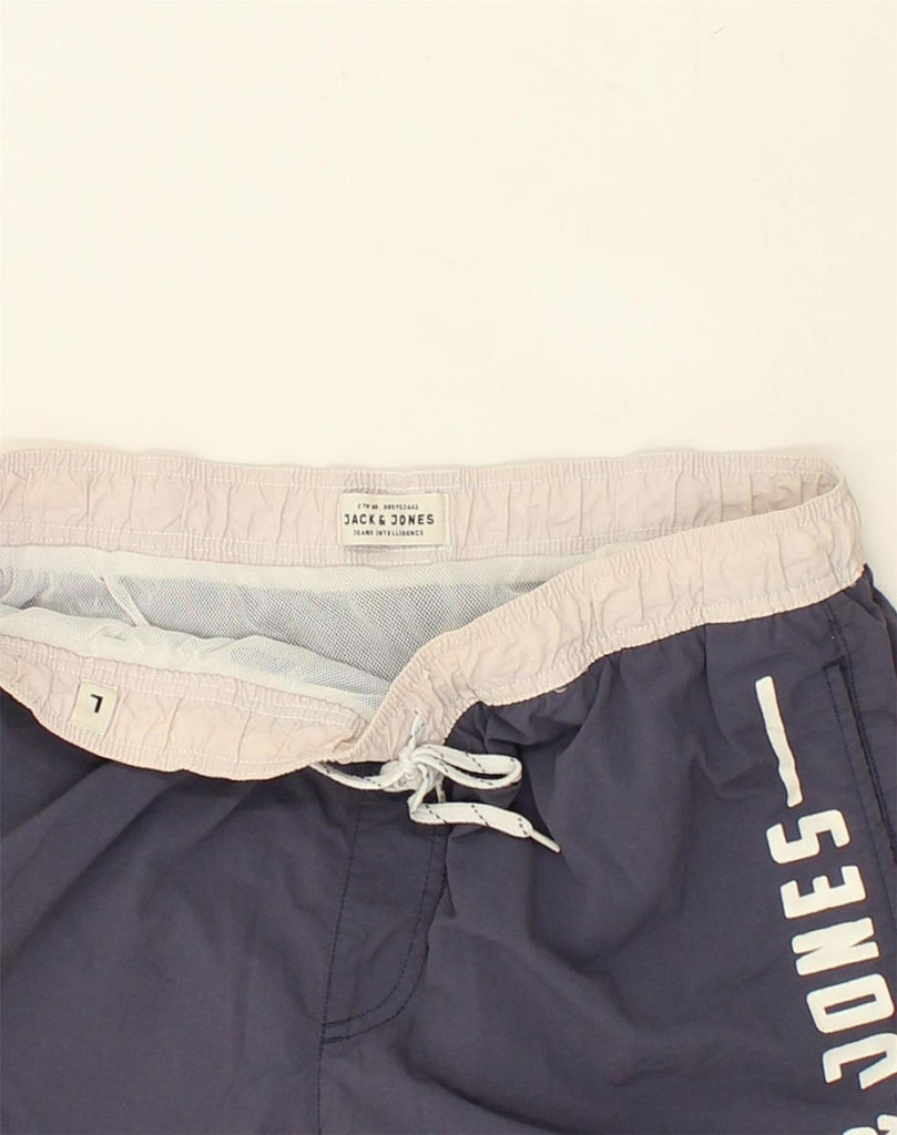 JACK & JONES Mens Graphic Sport Shorts Large Grey Polyester | Vintage Jack & Jones | Thrift | Second-Hand Jack & Jones | Used Clothing | Messina Hembry 