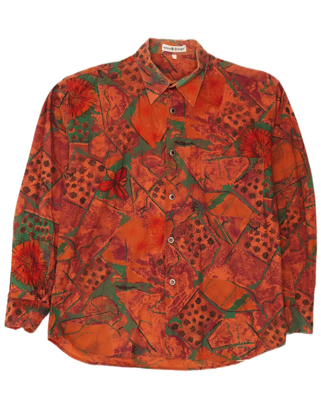 Vintage Mens Shirt Large Orange Patchwork