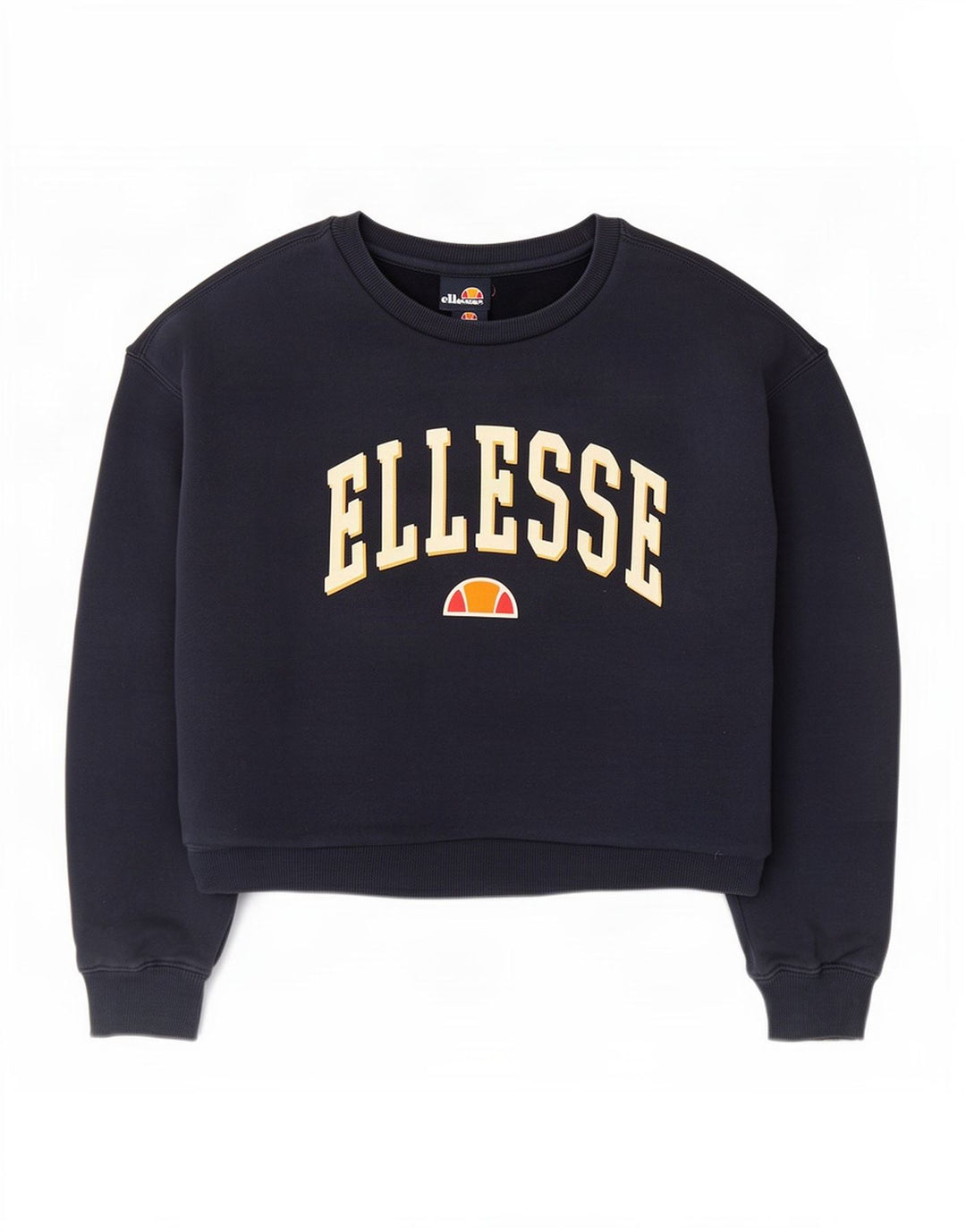 Ellesse Womens Crop Graphic Sweatshirt Jumper UK 12 Medium Navy Blue