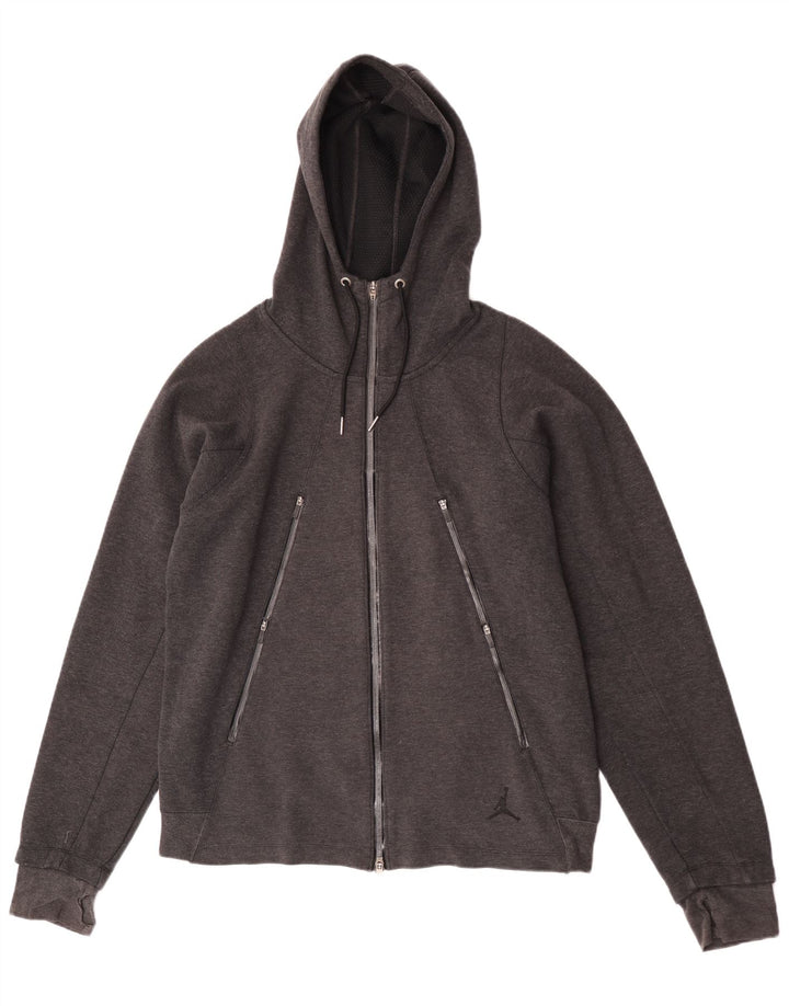 Jordan Mens Zip Hoodie Sweater Large Grey Cotton