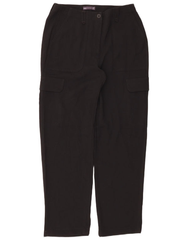 Marks & Spencer Womens Straight Cargo Trousers UK 14 Large W34 L32 Black