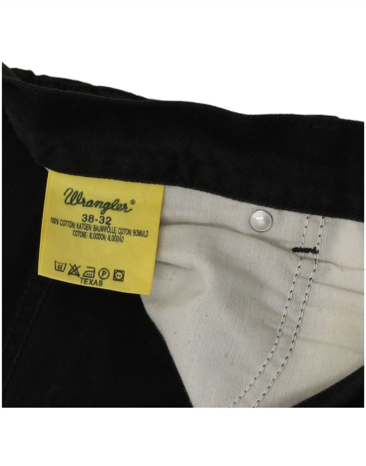 Wrangler Mens Texas Straight Jeans W38 L32 Black Cotton