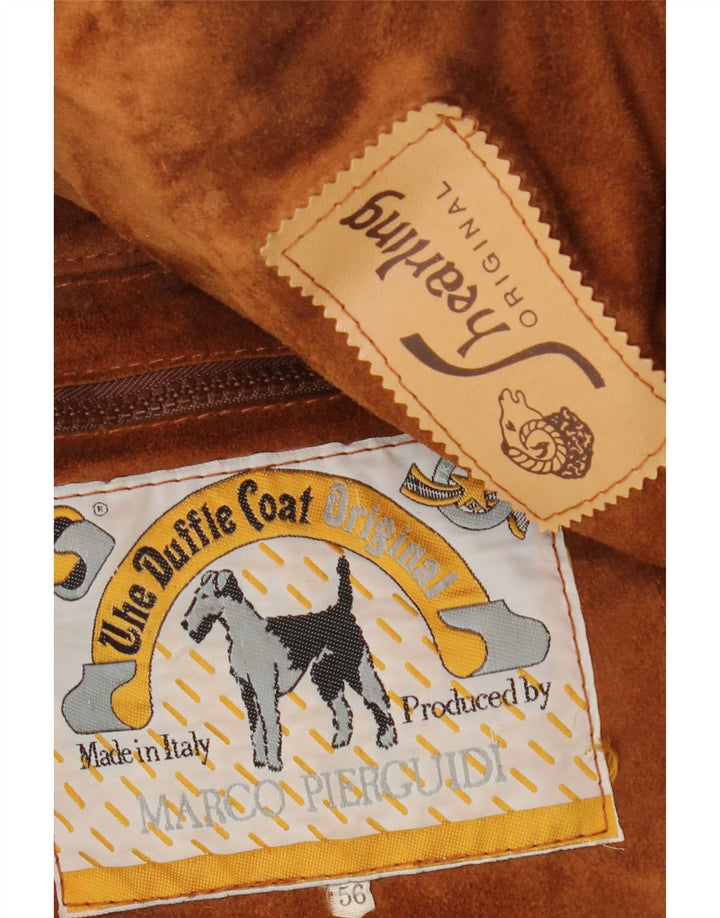 Vintage Mens Shearling Jacket IT 56 3XL Brown Shearling