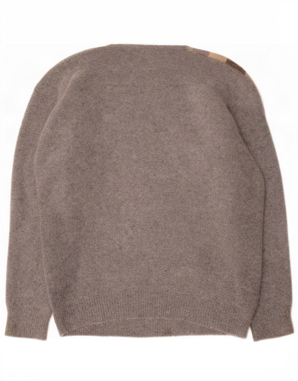 Louis London Womens Crew Neck Jumper Sweater EU 38 Medium Grey Colourblock
