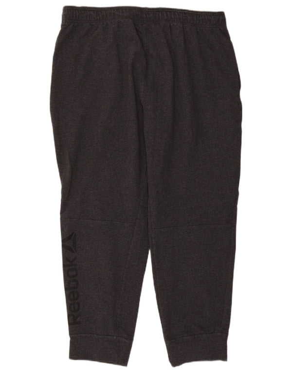 Reebok Mens Graphic Tracksuit Trousers Joggers 2XL  Grey Cotton