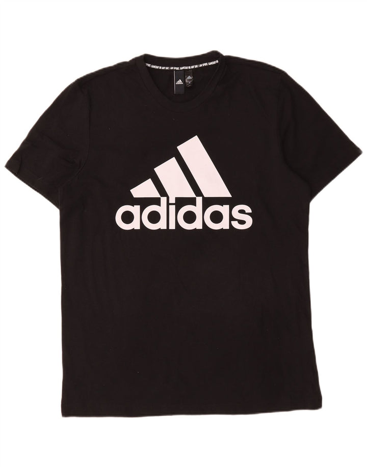 Adidas Mens Graphic T-Shirt Top Medium Black Cotton