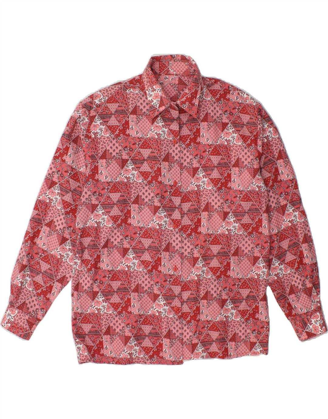 VINTAGE Womens Shirt UK 14 Large Pink Floral Vintage Vintage and Second-Hand Vintage from Messina Hembry 