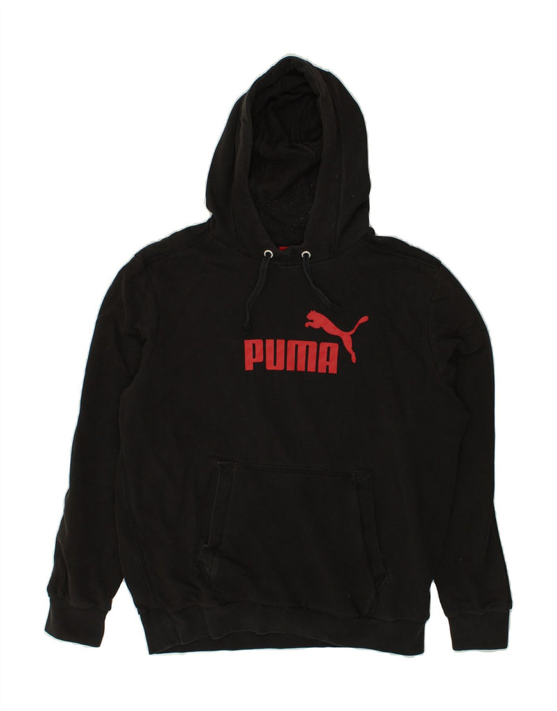 PUMA Mens Graphic Hoodie Jumper Medium Black Cotton | Vintage Puma | Thrift | Second-Hand Puma | Used Clothing | Messina Hembry 