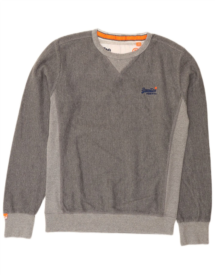 Superdry Mens Sweatshirt Jumper Medium Grey Colourblock Polyester