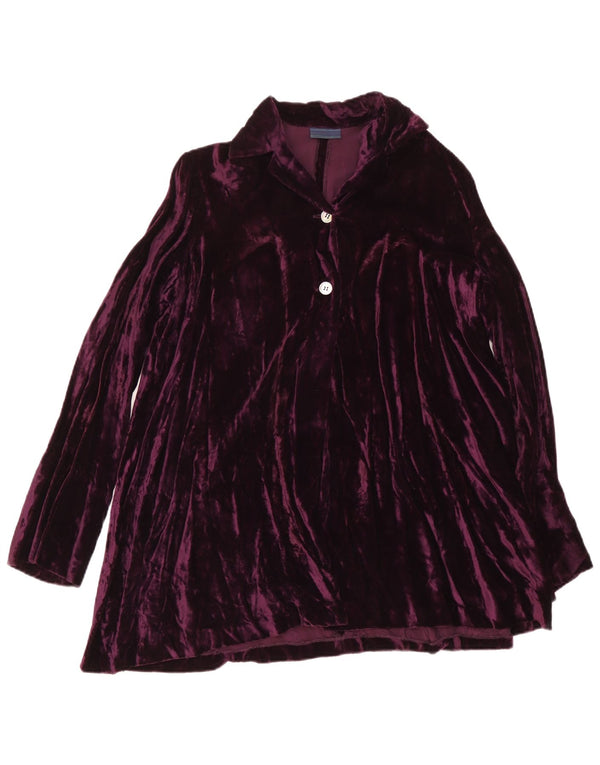 Vintage Womens Long Sleeve Velvet Tunic Dress UK 12 Medium Purple