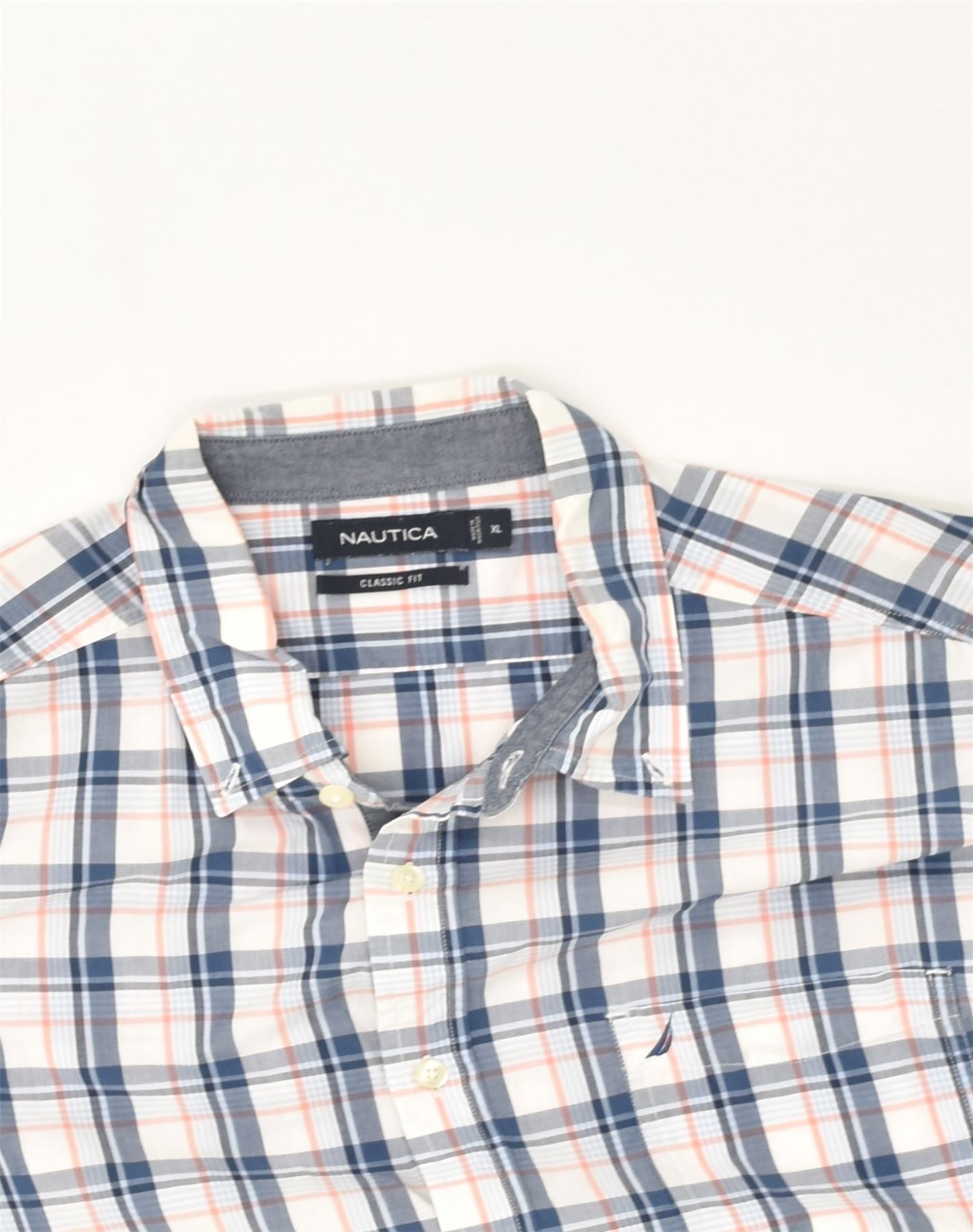 NAUTICA Mens Short Sleeve Shirt XL Blue Check Cotton, Vintage &  Second-Hand Clothing Online