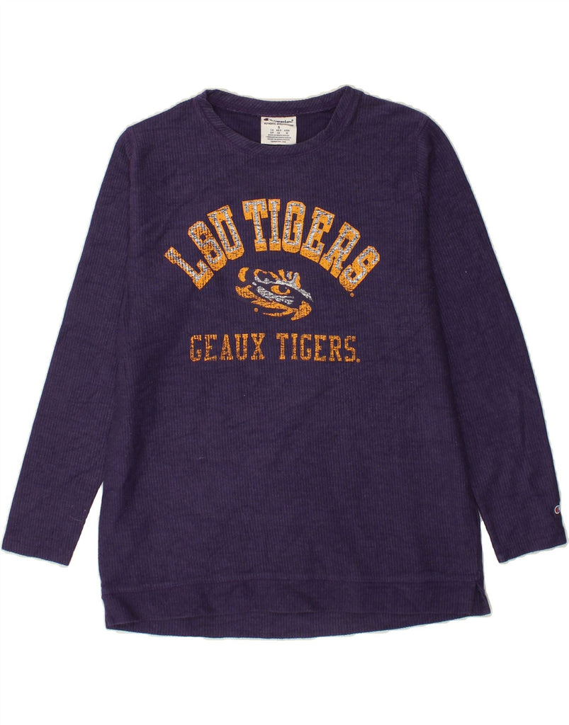 CHAMPION Mens Graphic Top Long Sleeve Small Purple Cotton Vintage Champion and Second-Hand Champion from Messina Hembry 