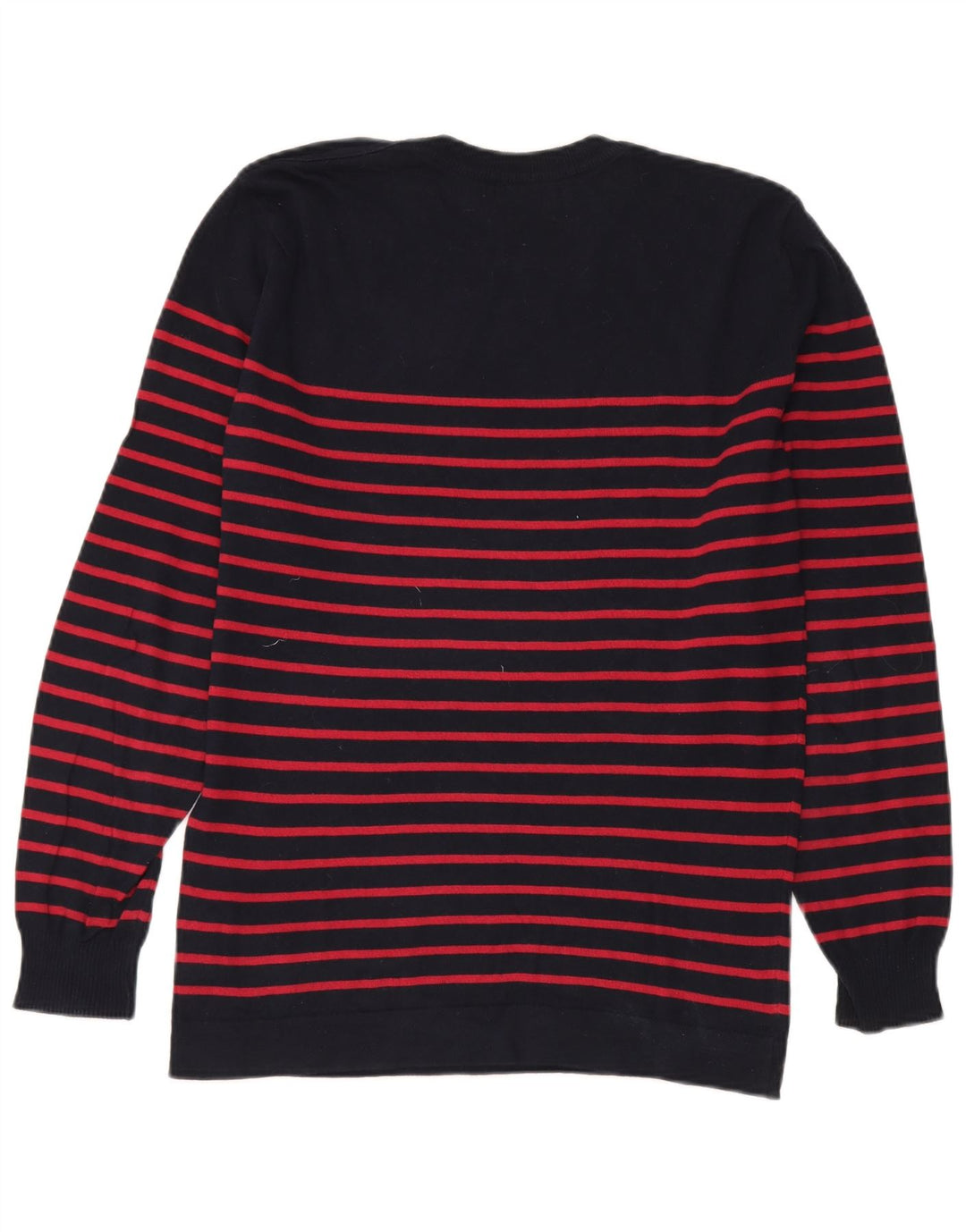 Zara Mens Crew Neck Jumper Sweater Medium Navy Blue Striped Cotton