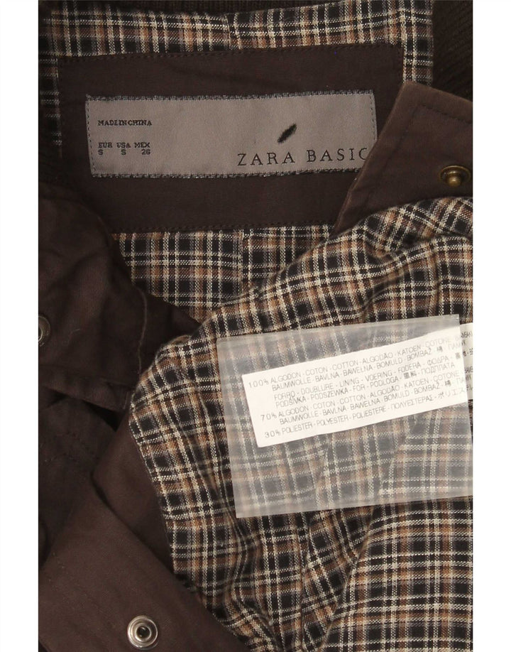 Zara Womens Utility Jacket UK 10 Small Brown Cotton